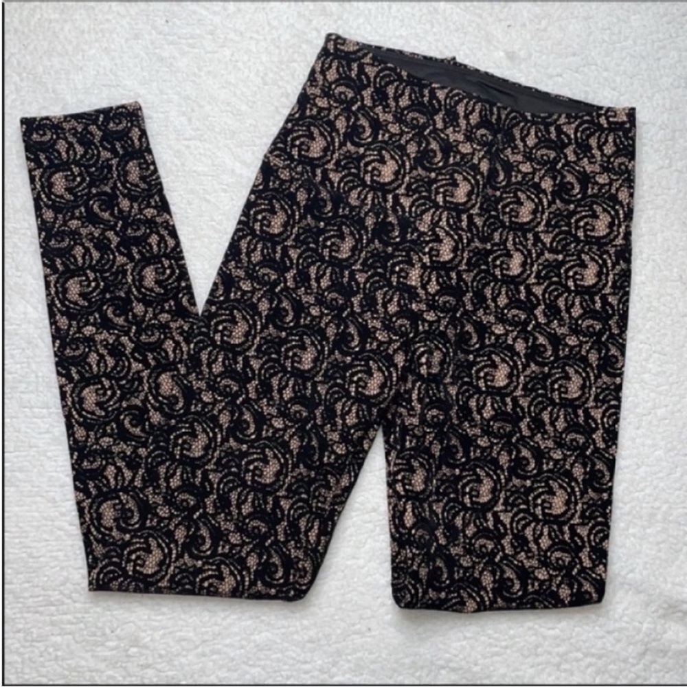 Lysse Leggings Flocked Black velvet lace pattern Size XS High Waist - Picture 9 of 11